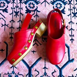 Charlotte Stone Jona Red Clogs Size 9